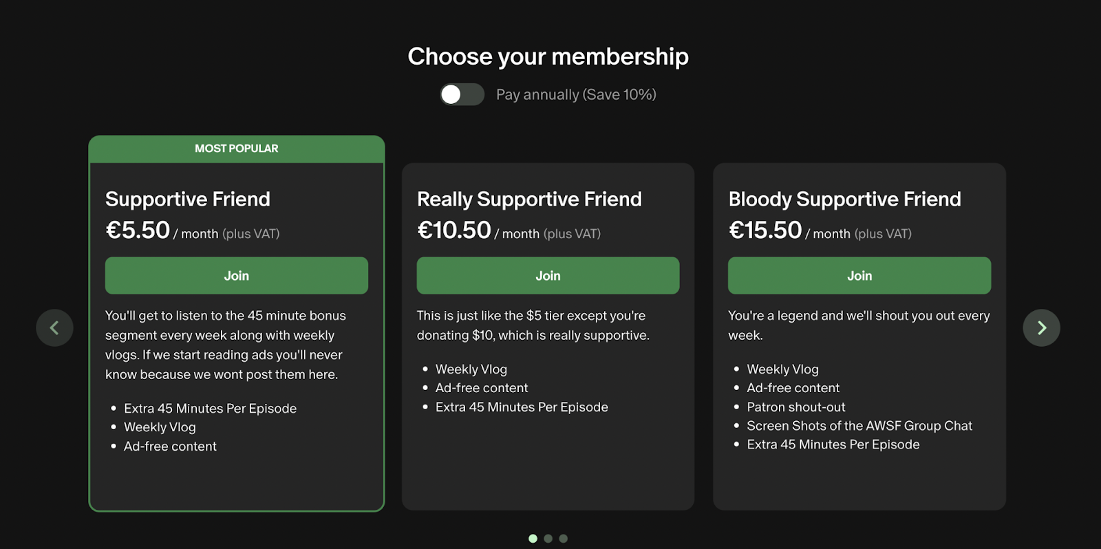 Are We Still Friends membership pricing